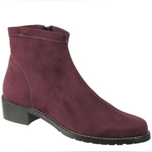 New Ron White Giorgi Ankle Bootie Merlot Suede Zip Up Size 38 7.5/8 MSRP $395